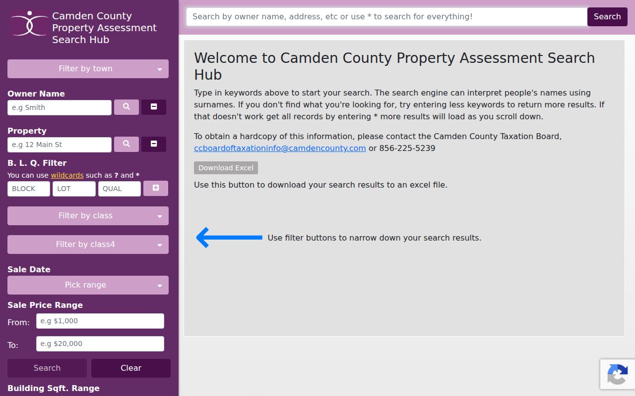 Cherry Hill Township residents directory assessment search screen