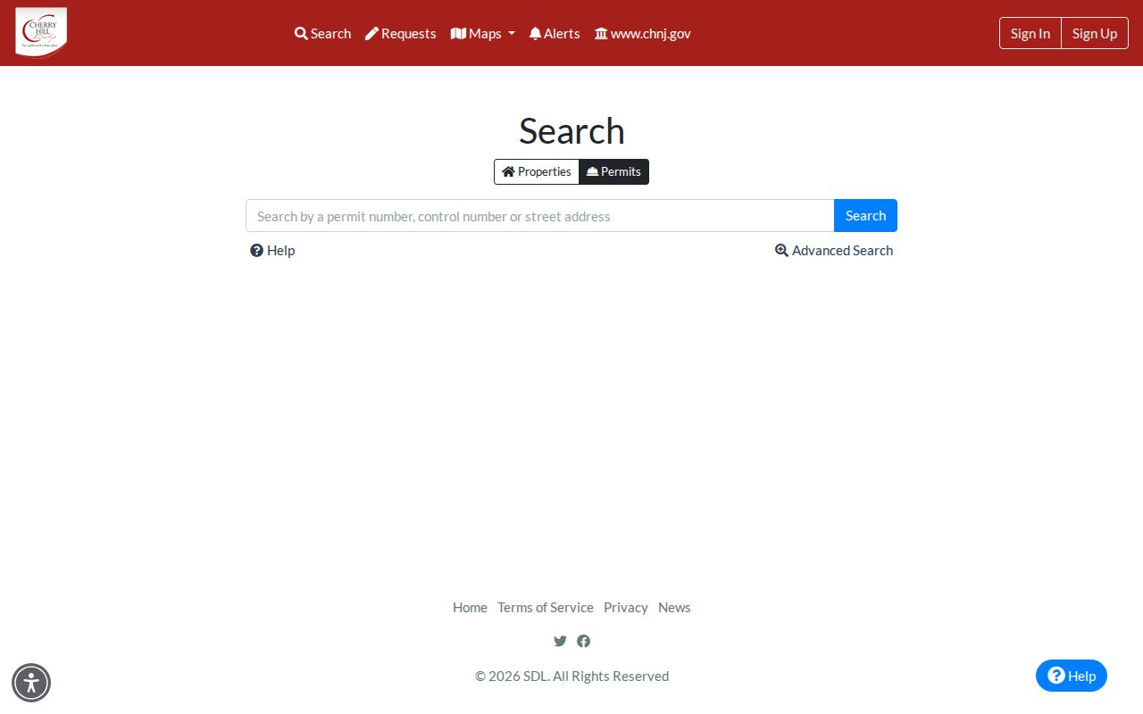 Cherry Hill Township ZIP code directory SDL property and permit search fields